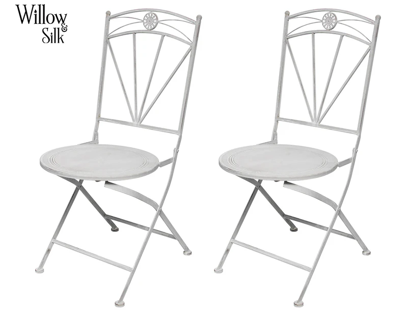 2 x Willow & Silk Herald Patio Chair - Matte White/Grey