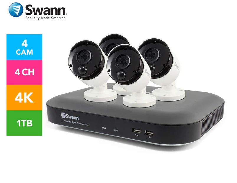 Swann SWDVK-455804 4-Camera 4-Channel 4K Ultra HD DVR Security System