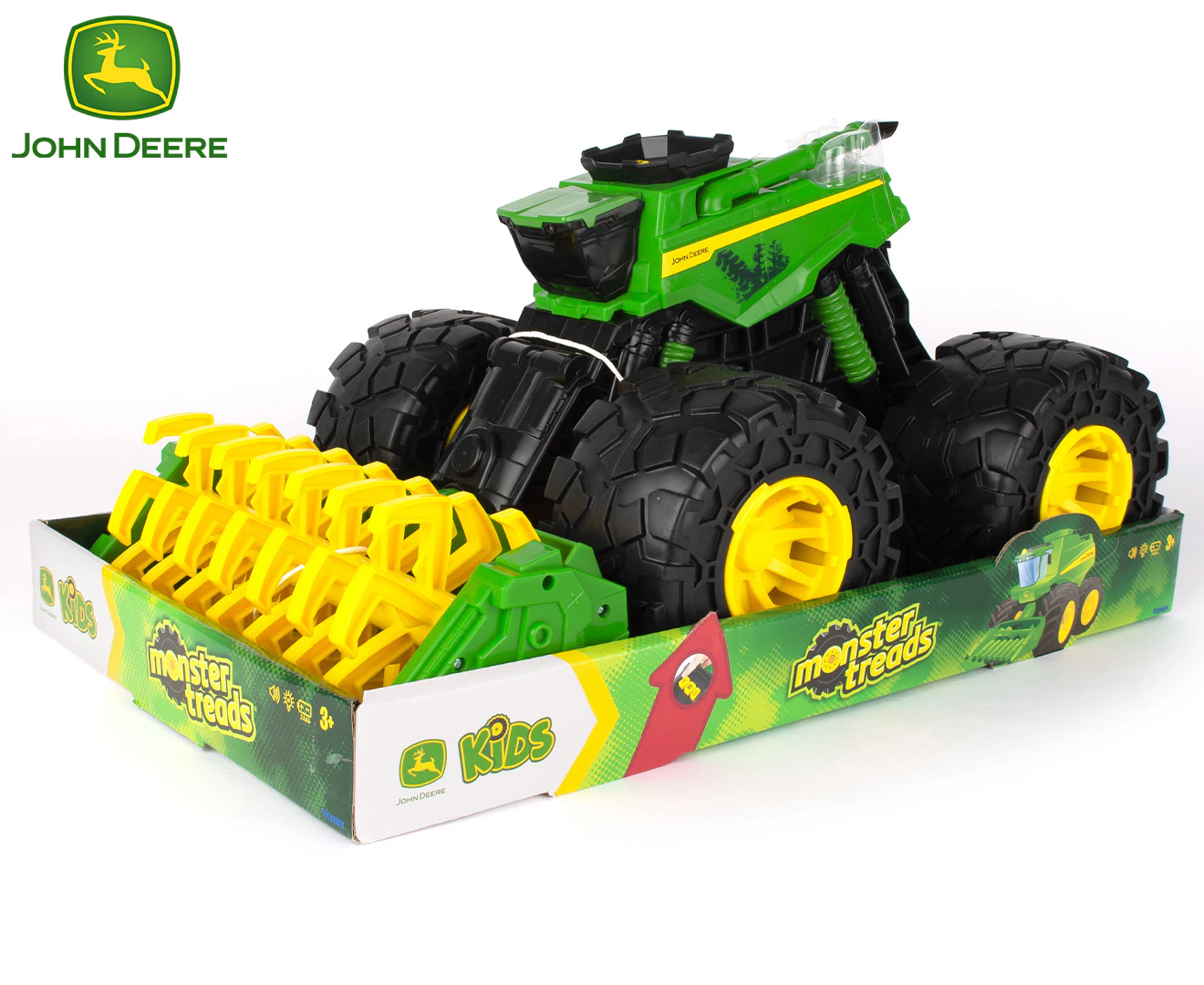 John Deere Kids 45cm Monster Treads Super Scale Combine Children Vehicle Toy 3y+