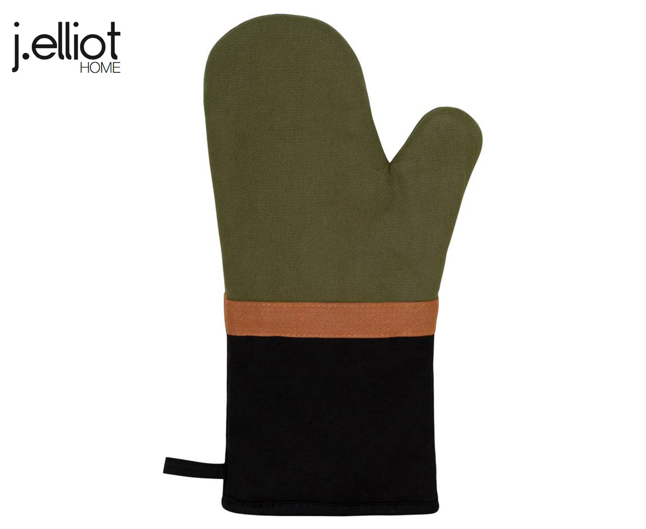 J. Elliot Selby Cotton Oven Mitts 34cm Kitchen Cooking/Baking Gloves Olive/Black