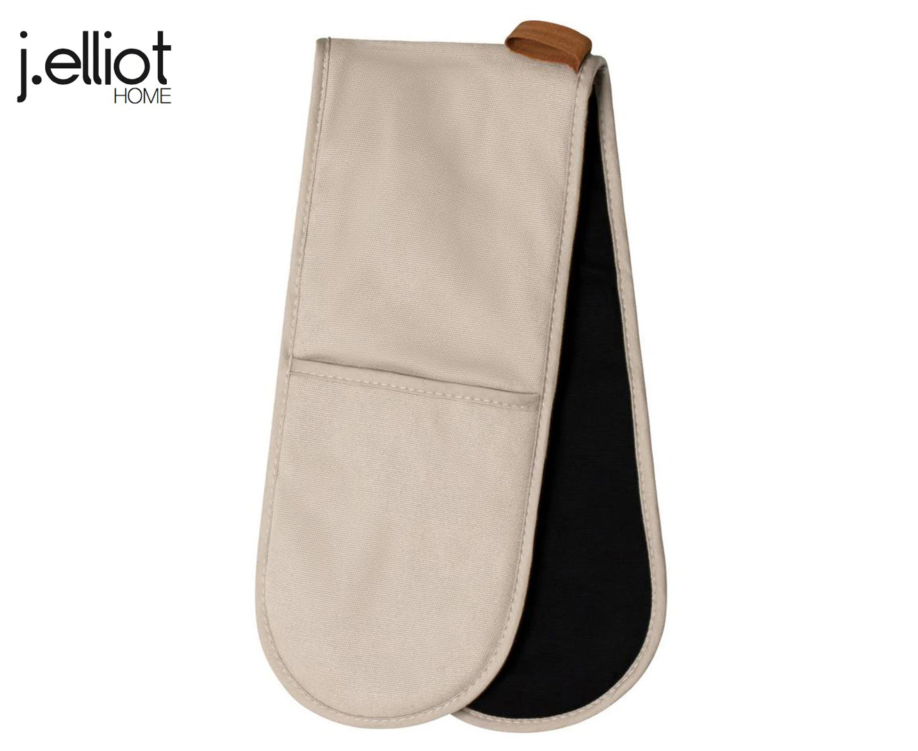 J. Elliot Selby Double Cotton Gloves 82cm Kitchen Oven/BBQ Mitts Sandstone/Black