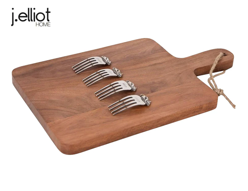 J.Elliot Rella Wood Cheese Board/4pc Stainless Steel Marker Set 38cm Natural/SLV