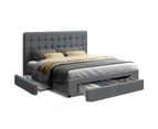 Avio Bed Frame Fabric Storage Drawers - Grey King