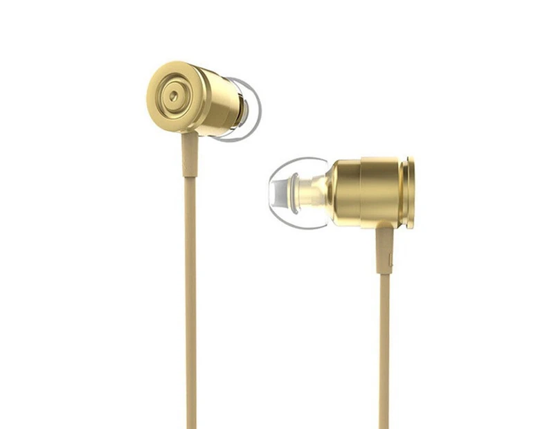 3.5Mm Wired Headphones In-Ear Headset Stereo Music Smart Phone Earphone Metal Earpiece In-Line Control Hands-Free With Microphone-Gold