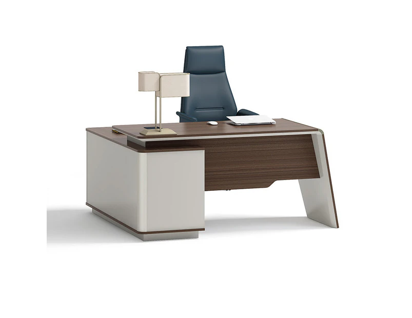 ANDERS Executive Desk Reversible Return 1.4M - Hazelnut & Beige
