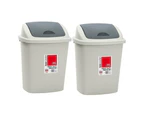 2x Boxsweden 20L Trash Bin 35x27cm w/Swing Lid Garbage Can Rubbish Waste Basket