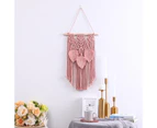 Handmade Macrame Wall Hanging with Tassels - Pink