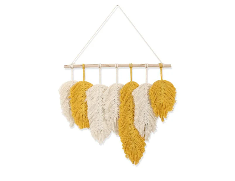 Handwoven Macrame Feather Wall Hanging