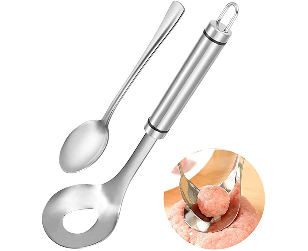 Stainless Steel Meatball Spoon Non-Stick Meatball Spoon Meat Ball Maker with Long Handle 