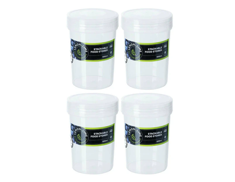 4PK Lemon & Lime Keep Fresh 600ml/13cm Food Storer Stackable Container w/ Lid