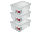 3x Boxsweden Essentials 10.5L Stackable 36cm Storage Organiser Container Clear