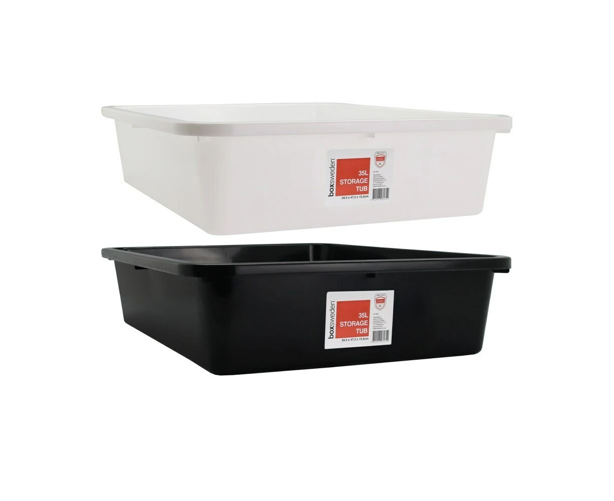 2x Boxsweden 35L Storage Tub 59.5cm Organiser Container Holder Tray Case Assort