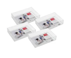 4x Box Sweden Crystal Micro Tray 24.5cm Cosmetic Accessory Storage Organiser CLR