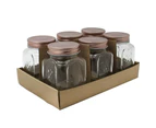 12PK Lemon & Lime Modena Glass Jar Square 475ml Rose Gold Lid Storage Container