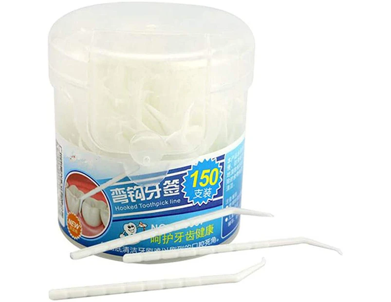 Plastic Household Teeth Cleaning Tool Curved Hook Toothpicks White (300PCS)