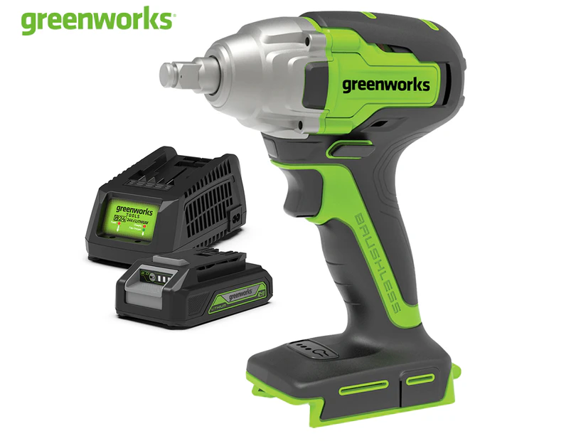 Greenworks 24V Brushless Impact Wrench Kit - Green/Black