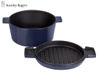 Stanley Rogers Cast Iron French Oven Grill Duo 3.5L - Midnight Blue