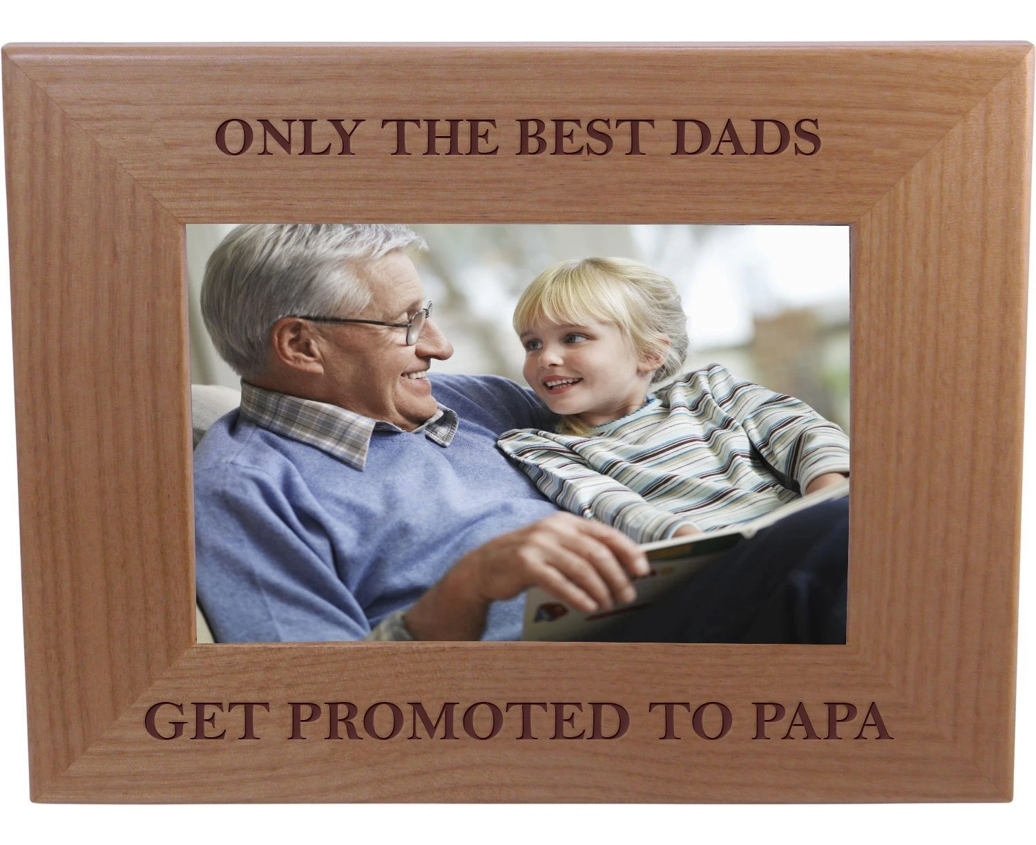 Only The Best Dads Get Promoted To Papa 10cm x 15cm Wood Picture Frame