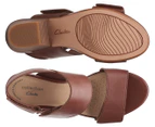 Clarks Women's Lorene Bright Leather Heeled Sandals - Tan