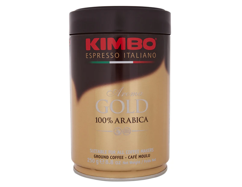 Kimbo Espresso Italiano 100% Arabica Ground Coffee Tin Aroma Gold 250g