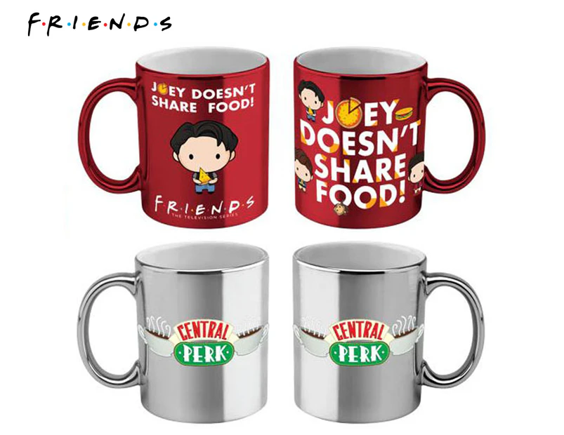 Set of 2 Friends 330mL Metallic Mugs - Central Perk/Joey