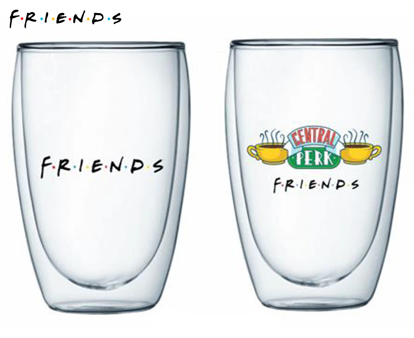 Set of 2 Friends 350mL Central Perk Double Walled Glasses