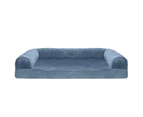 (Large, Harbor Blue) - FurHaven Memory Top Sofa-Style Bed for Dogs and Cats - Available in 17 Styles/Colours