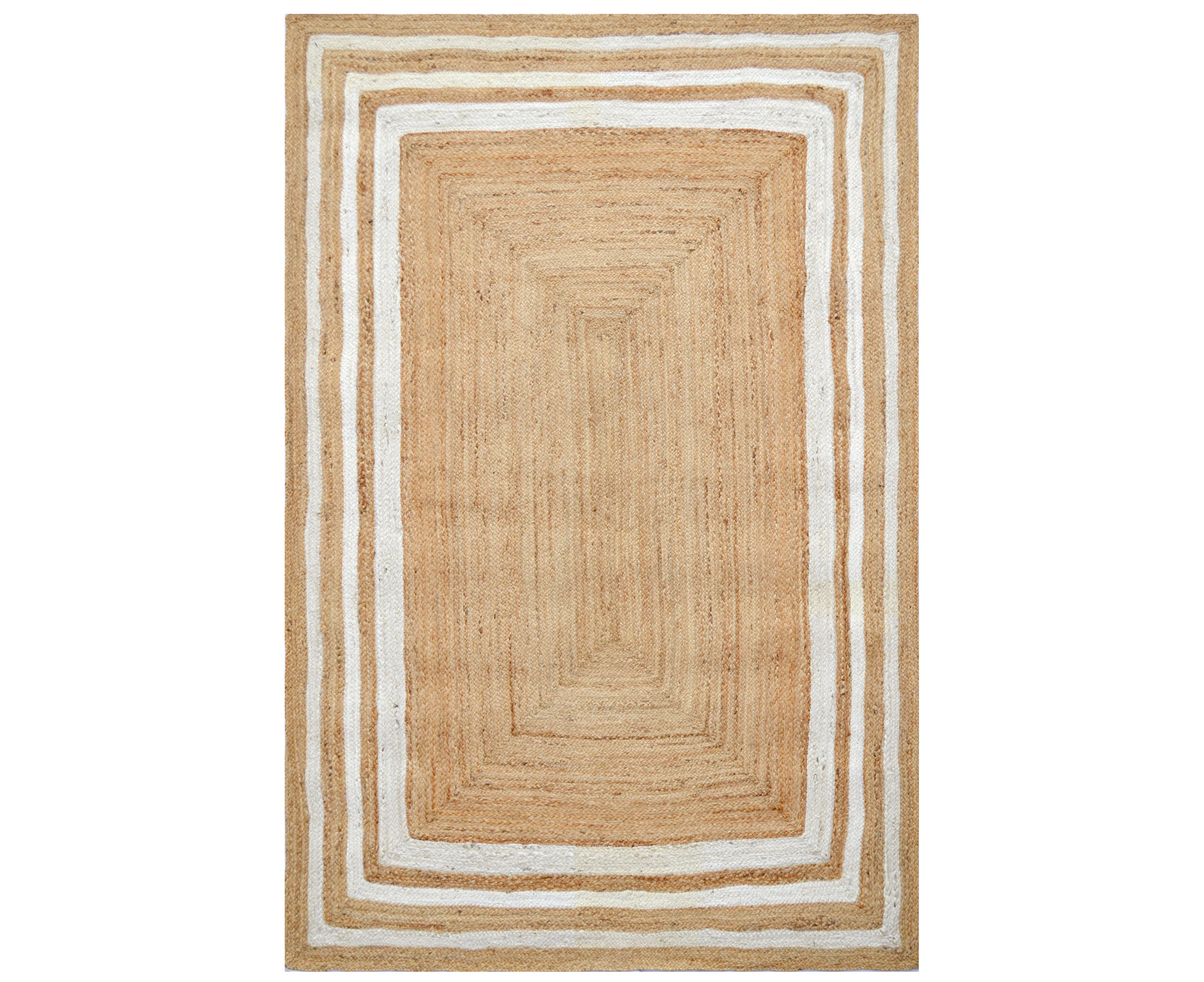 Handwoven Natural Jute Rug - Mauji 1089 - Natural/Ivory