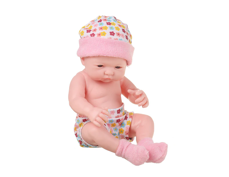 Newborn Baby Doll Realistic Soft Vinyl Reborn Baby Doll Baby Bed Toys Gift Pink
