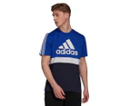Adidas Men's Essentials Colourblock Tee / T-Shirt / Tshirt - Bold Blue/White