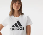 Adidas Women's Loungewear Essentials Logo Tee / T-Shirt / Tshirt - White/Black