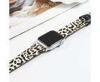 Strapmall Genuine Leather Apple Watch Band Leopard Wristband for iWatch Series SE/7/6/5/4/3/2/1-White