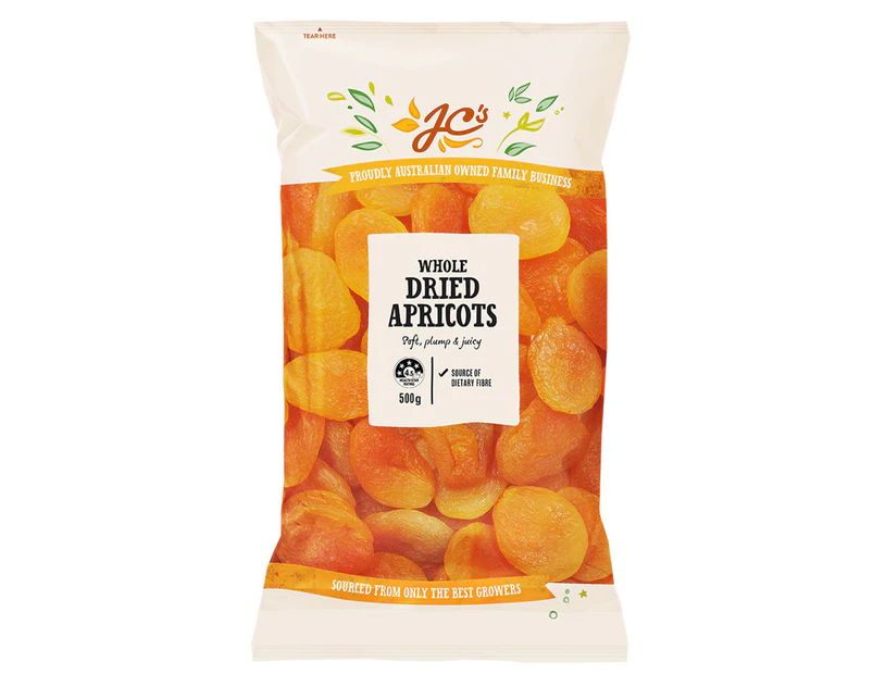 JC's Whole Dried Apricots 500g