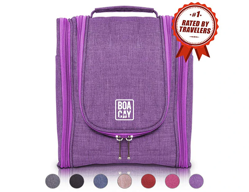 (Wild Purple (M)) - Premium Hanging Travel Toiletry Bag for Women and Men, Hygiene Bag, Bathroom and Shower Organiser Kit with Elastic Band Holders for Toi