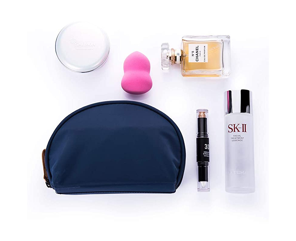 Hekyip Half Moon Cosmetic Bag, Travel Makeup Pouch, Portable Waterproof  Cosmetic Pouch for Girls Women, Small (NAVY BLUE)