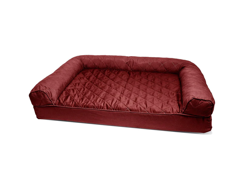 (Small, Quilted Wine Red) - FurHaven Orthopaedic Dog Couch - Sofa Pet Bed for Dogs and Cats