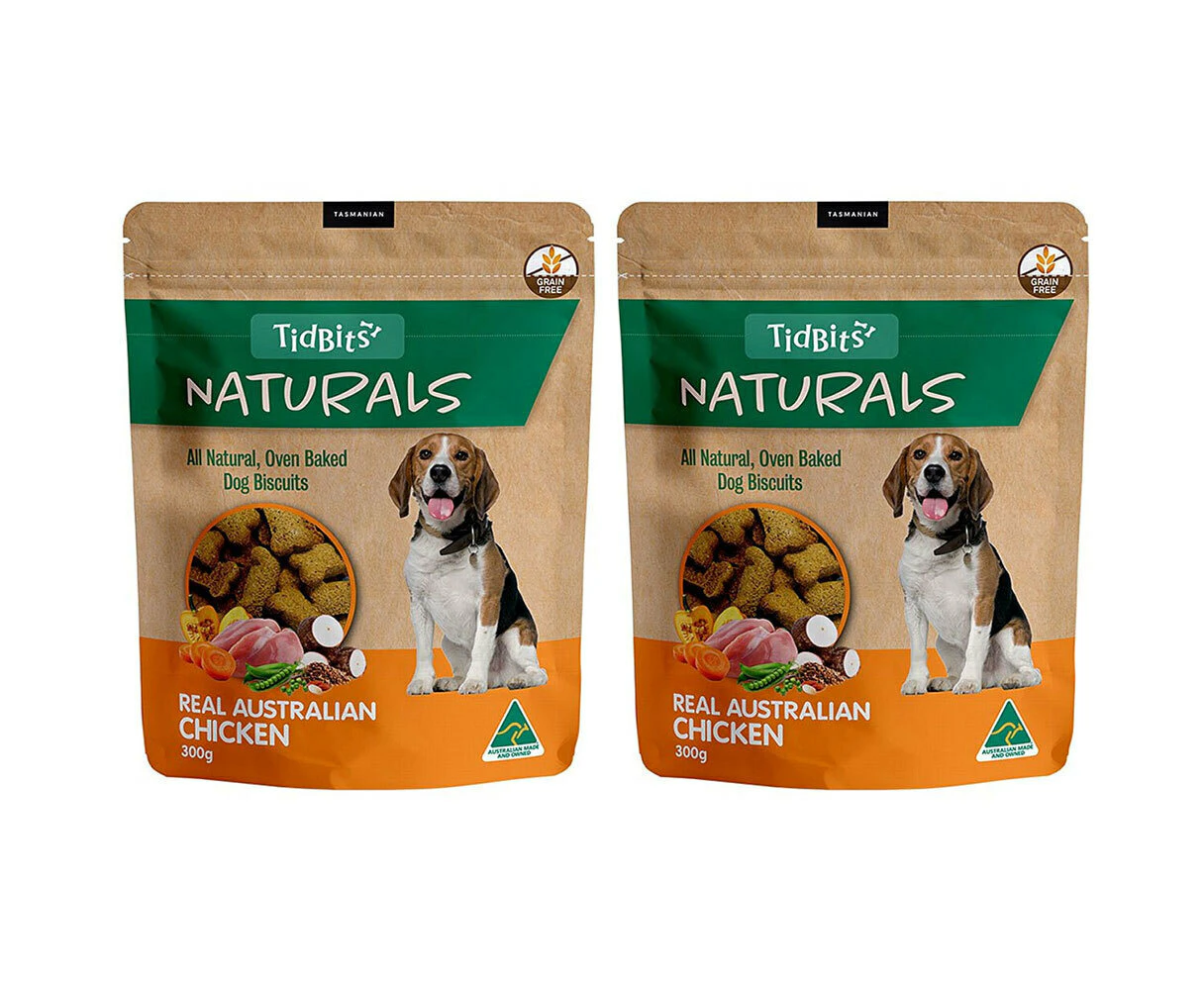 2x Tidbits 300g Naturals Dog/Pet Biscuits Treats Chews Chicken Healthy Omega-3