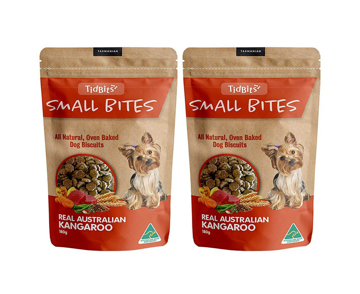 2x Tidbits 180g Small Bites Dog/Pet Biscuits Kangaroo Treats Healthy Oven Baked