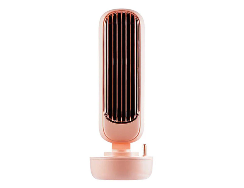 Retro Style Silent Humidifying Wireless USB Rechargeable Tower Fan - Pink