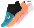 Nike Women's Everyday Plus Lightweight No-Show Socks - Mango/White/Teal/Black