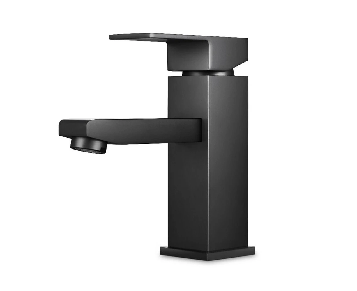 WELS Solid Brass Square Matt Black Basin Mixer Tap Vanity Tap Bathroom Faucet