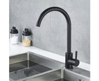 WELS Kitchen Sink Mixer Tap 360°Swivel Round Bar Sink Faucet Gooseneck Spout Black