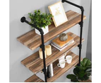 IHOMDEC 3 Tier Industrial Pipe Wall Shelf Retro Brown