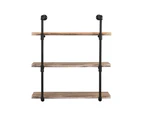 IHOMDEC 3 Tier Industrial Pipe Wall Shelf Retro Brown