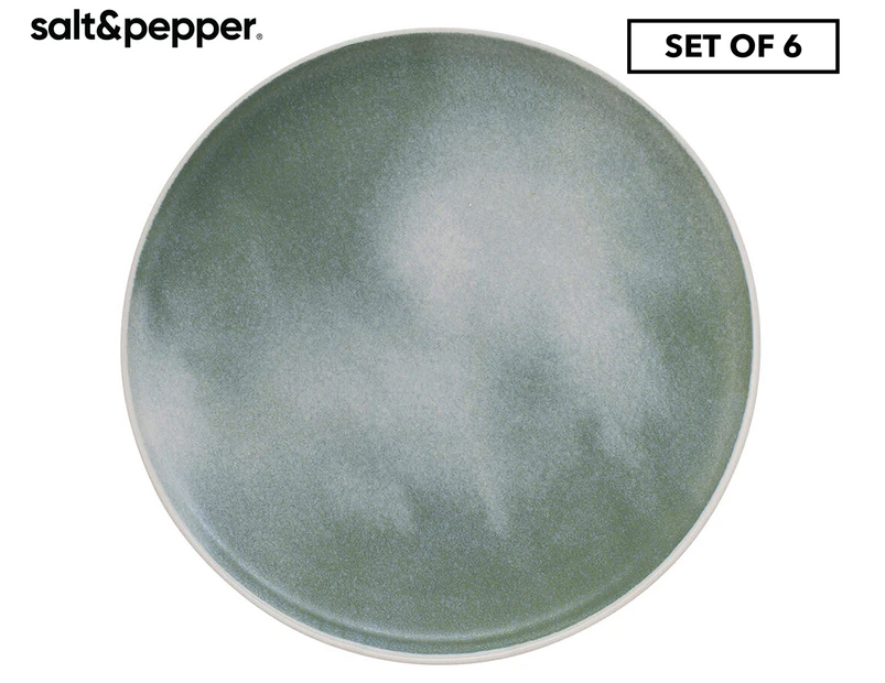 Set of 6 Salt & Pepper 27cm Kanoko Dinner Plate - Green