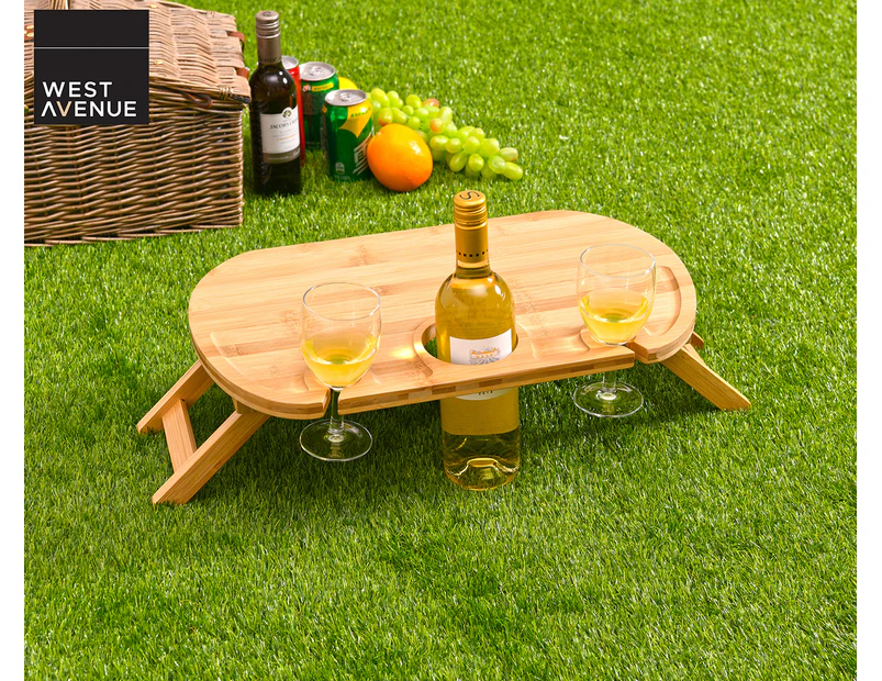 West Avenue 50cm Cheese & Wine Bamboo Picnic Table