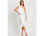 CHANCERY Women's Selina Tie Dress - White - Midi Dress