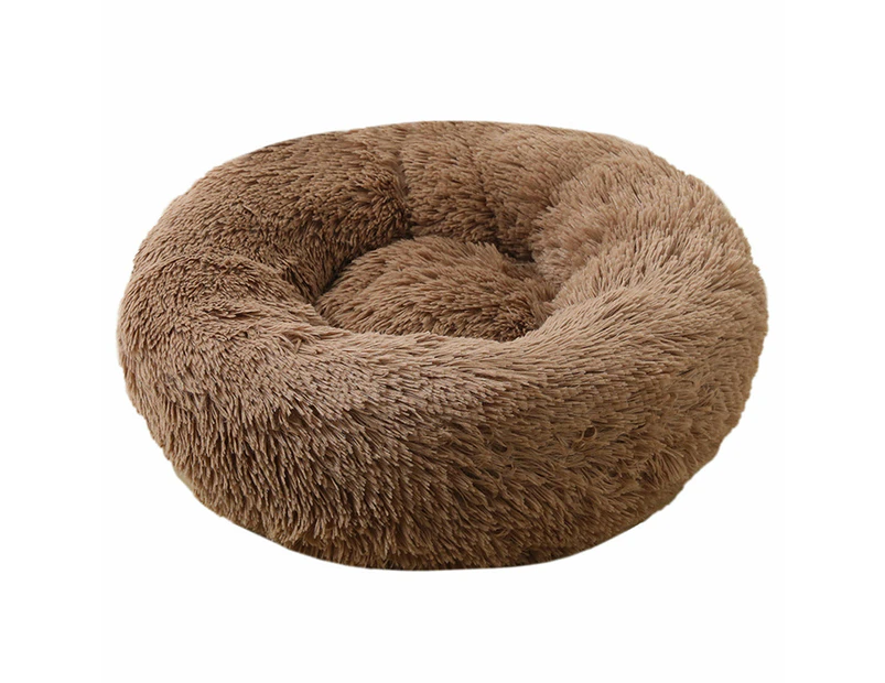Machine Washable Calming Donut Cat And Dog Pet Bed - Light Coffee- Small
