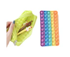 Pop Bubble Silicon Pen Case Bag, Popper Simple Pencil Box, Sensory Poppet Fidget Toy - 2 Pack - 1x Rainbow & 1x Green