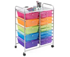 Costway 15 Color Drawers Storage Trolley Cart, Home/Office Filing Organizer, Bathroom Kitchen Garage, w/4 Wheels
